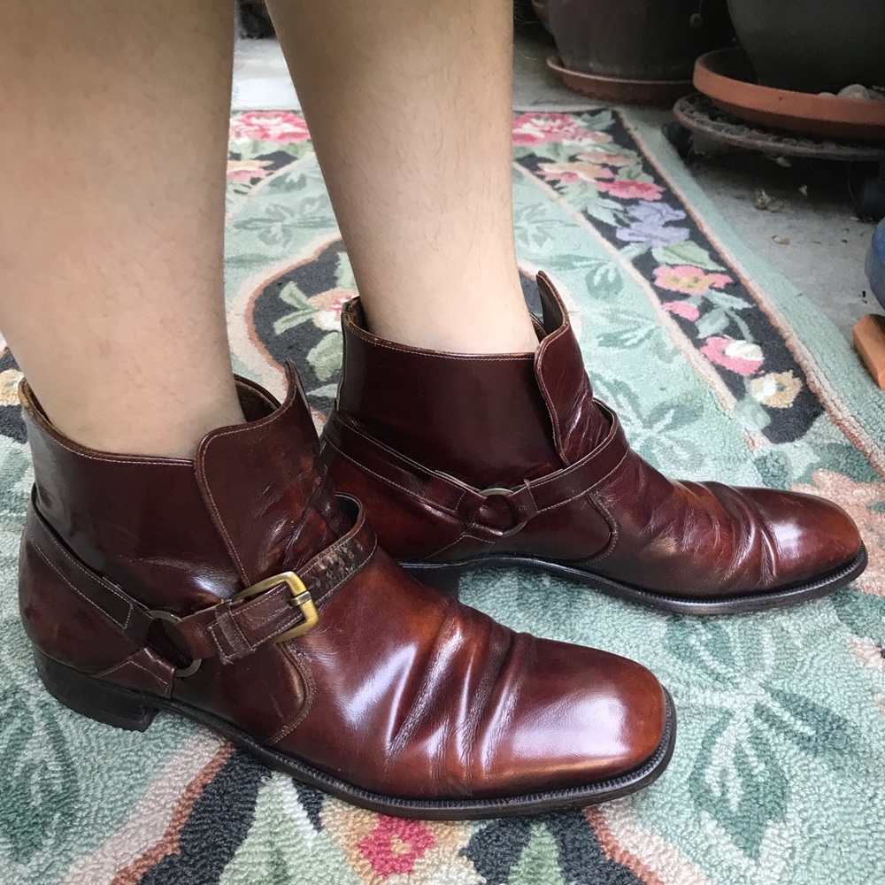 Vintage deep reddish brown all leather booties - Picture 2 of 16